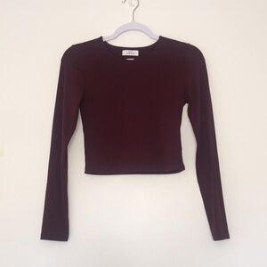 Aritzia Burgundy Long Sleeve Top
